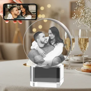 A 3D photo crystal ball, perfect for custom engraving with a child's portrait for a unique Baptism or Christening gift.